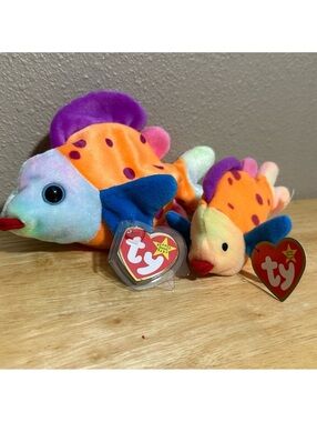 Ty Beanie Babies Lips the Fish - Orange and Blue